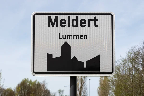 Meldert Limburg Belgium 2022 Street Sign Village Muncipality White Board — Zdjęcie stockowe