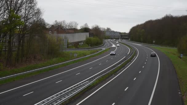Bunde Limburg Netherlands 2022 E25 Highway Asphalt Traffic Taken Bridge — Stockvideo
