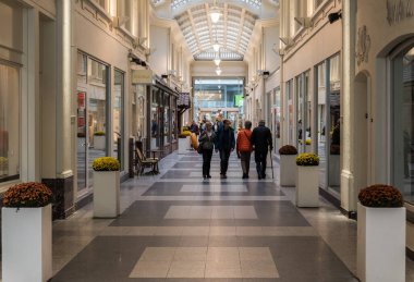 Ostend, West Flanders, Belgium, 10 26 2019 The  James Ensor Gallery, a shopping mall in art nouveau style