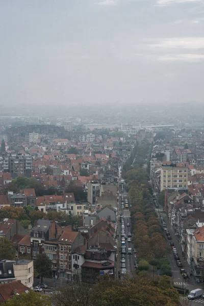 Koekelberg Brussels Capital Region Belgium 2019 Panoramic View Brussels Foggy — Foto de Stock