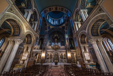 Athens Old Town, Attica, Greece - 12 28 2019 Interior design of the Orthodox Metropolitan Cathedral of Athens