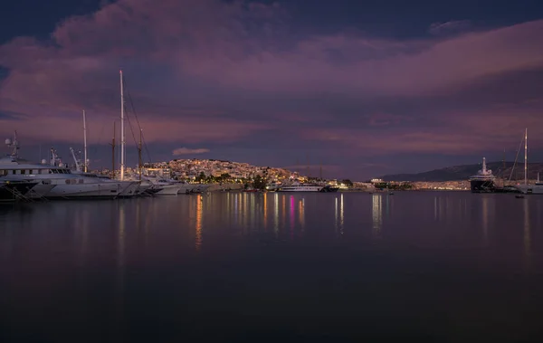 Freattyda Athene Griekenland 2019 Avond Uitzicht Het Blauwe Uur Rond — Stockfoto