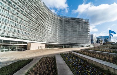 Brüksel Avrupa Bölgesi, Brüksel Başkent Bölgesi - Belçika - 02 17 2020 Haç şekilli Berlaymont binası