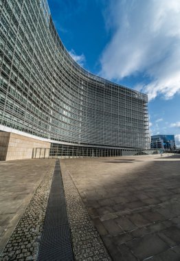 Brüksel Avrupa Bölgesi, Brüksel Başkent Bölgesi - Belçika - 02 17 2020 Haç şekilli Berlaymont binası