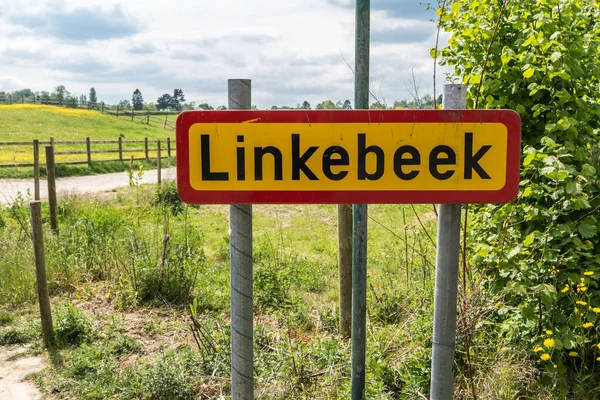 Linkebeek Brabantul Flamand Belgia 2020 Semnul Municipiului Linkebeek — Fotografie, imagine de stoc