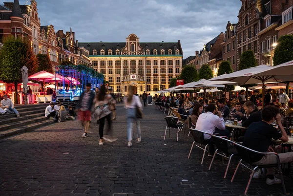 Lovaina Región Flamenca Brabante Bélgica 2022 Animada Escena Nocturna Con — Foto de Stock