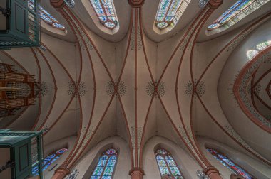 Kordel, Rhineland-Palatinate -  Germany - 07 26 2020: Interior design of the ceiling of the catholic church of the village