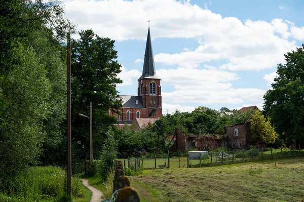 比利时佛兰德勃兰特地区比尔塞尔 2022年2月7日 村庄周围的景观 — 图库照片