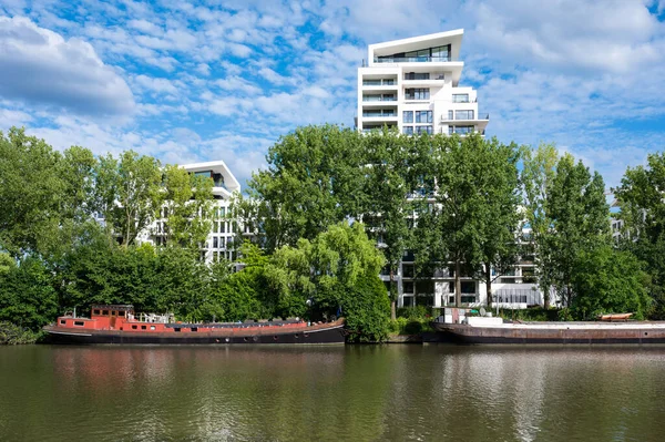 Anderlecht Region Hlavního Města Bruselu Belgie 2022 Houseboats Banks Canal — Stock fotografie