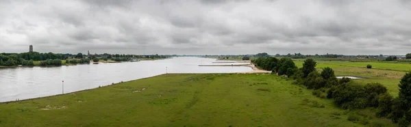 Dodewaard Gelderland Netherlands 2022 Extra Laramic View Natural Floodplain River — стокове фото