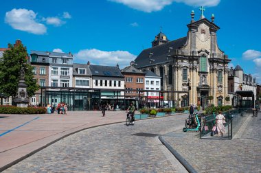 Mechelen, Antwerp Province- Belgium, 07 08 2022 - Historical buildings of old town at the Ijzeren Leen