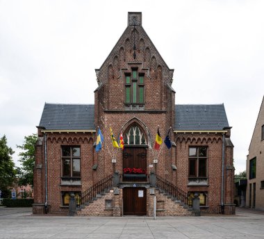 Brecht, Antwerp Province, Belgium - 07 08 2022 - Historical town hall at the old market square
