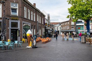 Oosterhout, Gelderland, The Netherlands, 08 11 2022 - Old village square and restaurants