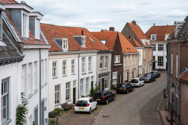 Heusden, Gelderland, The Netherlands, 08 11 2022 - High angle view over the traditional facades