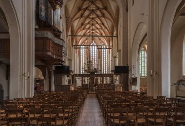 Hattem, Gelderland, The Netherlands, 07 14 2022 - Gothical interior of the calvinist church