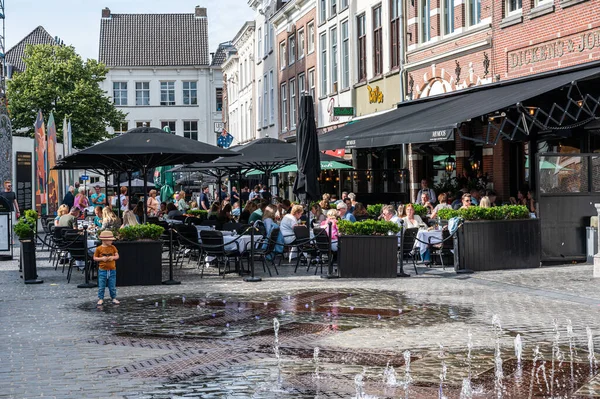 Breda North Brabant Netherlands 2022 Sunny Terraces Water Fountain Old — Stock Photo, Image