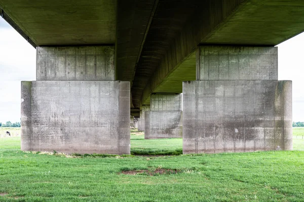 Tiel Gelderland Netherlands 2022 Concrete Suspension Bridge A15 Highway Surrounded — Stockfoto