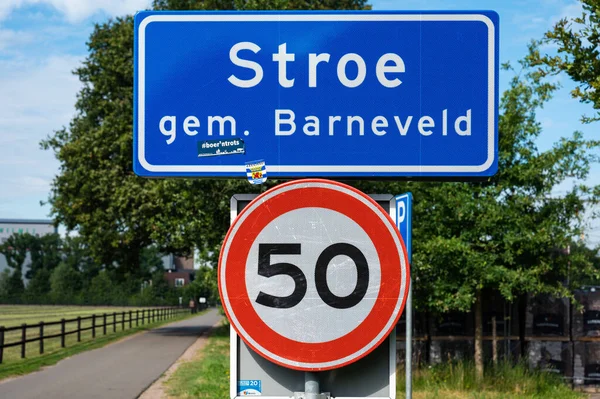 Stroe Gelderland Netherlands 2022 Sign Indicating Borrow Municipality Well Hour — Zdjęcie stockowe