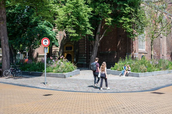 Groningen Netherlands 2022 Students Walking Streets Old Town — Stok fotoğraf