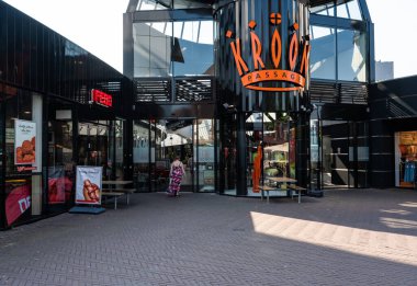 Lelystadt, Flevoland, The Netherlands, 07 20 2022 - Contemporary facade and entrance of a shopping mall