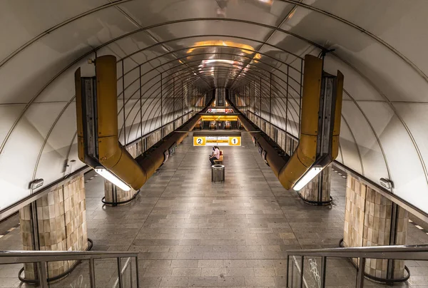 Prague Czech Republic 2020 Stairs Platform Tunnel Mustek Metro Station — Stock Photo, Image