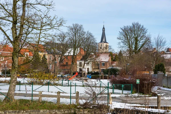 Jodoigne Wallonien Belgien 2021 Blick Über Das Mittelalterliche Stadtzentrum — Stockfoto