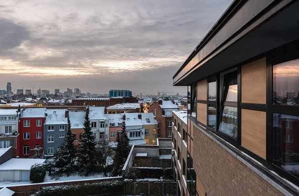 Brussels Capital Region Belgium 2021 Panoramic View Brussels Skyline Sunrise — Stock Photo, Image