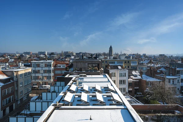 Jette Région Bruxelles Capitale Belgique 2021 Bruxelles Skyline Avec Neige — Photo