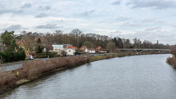 Gand Flandre Belgique 2021 Canal Périphérique Avec Des Maisons Résidentielles — Photo