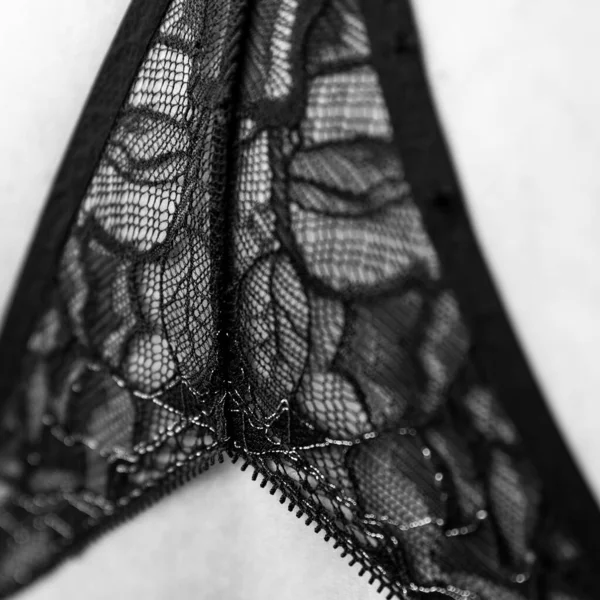 Pelle Nuda Una Donna Indietro Con Lingerie Pizzo Nero Belgio — Foto Stock