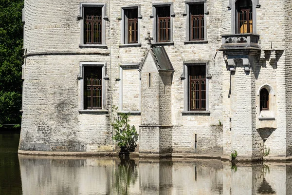 Meise Flandry Belgie 2021 Tradiční Zámek Bouchout Vodním Jezírku Botanické — Stock fotografie