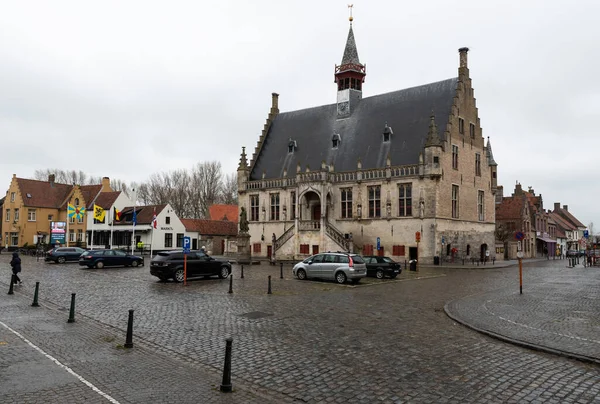 Damme Flemish Region Belgium 2021 Historic Old Market Square — стокове фото