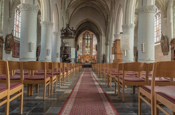 Ассе Регион Флемиш Брабант Бельгия 2021 Готический Интерьер Церкви Святого — стоковое фото