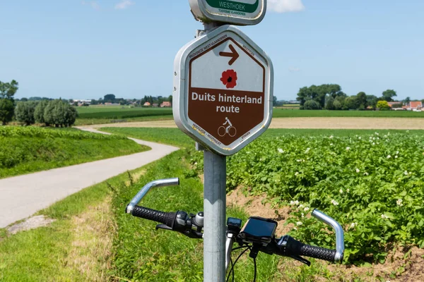 Hooglede West Flanders Region Belgium 2021 Sign Walking Bicycle Trail — Stock Photo, Image
