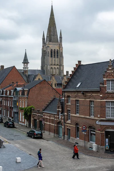 Leeper Batı Flanders Bölgesi Belçika 2021 Yukarıdan Eski Pazar Meydanına — Stok fotoğraf