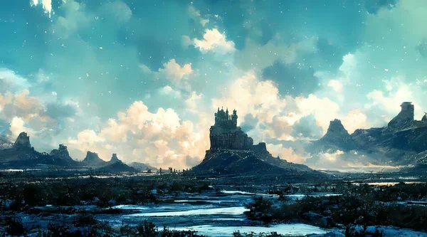 fantasy landscape scenery at dawn wallpaper