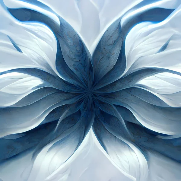 The digital painting has a white background with blue fractal textures. The fractals are computer generated and have a very intricate design.