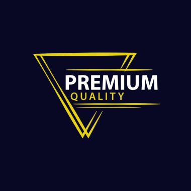 Ters Üçgen Sarı Keskin Çizgi Premium Amblem Vektör Tasarımı Koyu Mavi Arkaplan