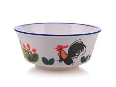 Beyaz zemin üzerinde izole edilmiş tavuk deseninin dikey görüntüsü.