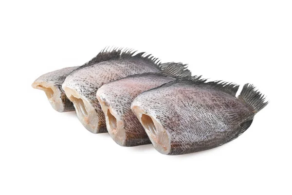 Soltorkad Fisk Snakeskin Gourami Fish Pla Salit Trichogaster Pectoralis Isolerad — Stockfoto