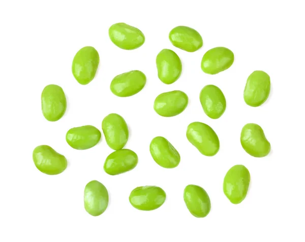 Green Soy Beans Isolated White Background Top View — Stock Photo, Image