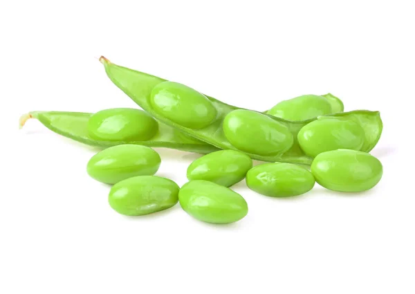 Groene Sojabonen Geïsoleerd Witte Achtergrond — Stockfoto