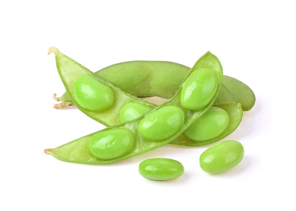 Green Soy Beans Isolated White Background — Stock Photo, Image