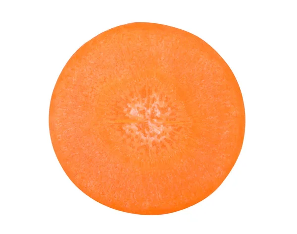 新鲜的胡萝卜片在白色背景上被分离出来 顶部视图 — 图库照片