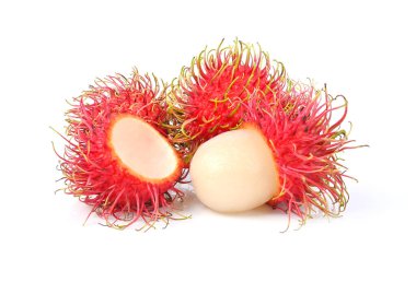 Rambutan tatlı lezzetli meyve beyaz arka planda izole.
