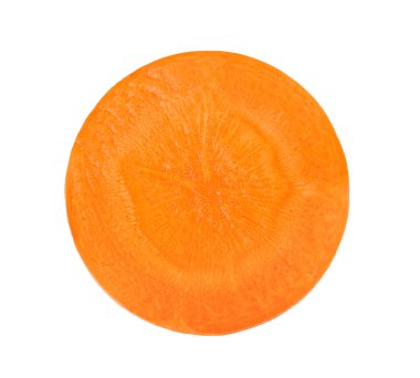 Beyaz arka planda izole edilmiş havuç dilimi. en üstteki görünüm