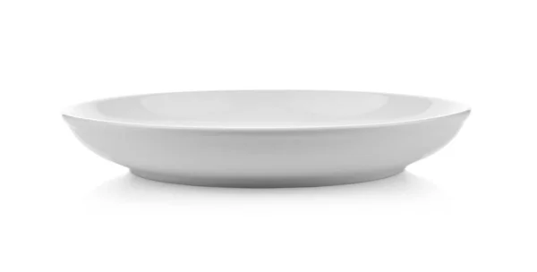 Empty White Ceramic Plate Isolated White Background — Stock Photo, Image
