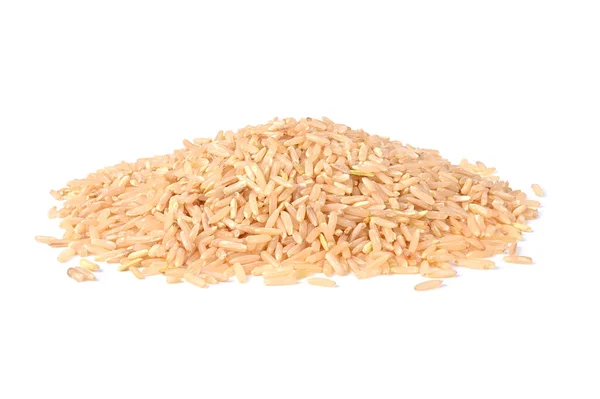 Haldy Hnědá Rýže Izolovaných Bílém Pozadí — Stock fotografie