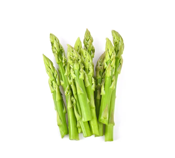 Heap Van Asperges Geïsoleerd Witte Achtergrond Bovenaanzicht — Stockfoto