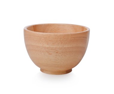 Tahta kase beyaz arka planda izole edilmiş.